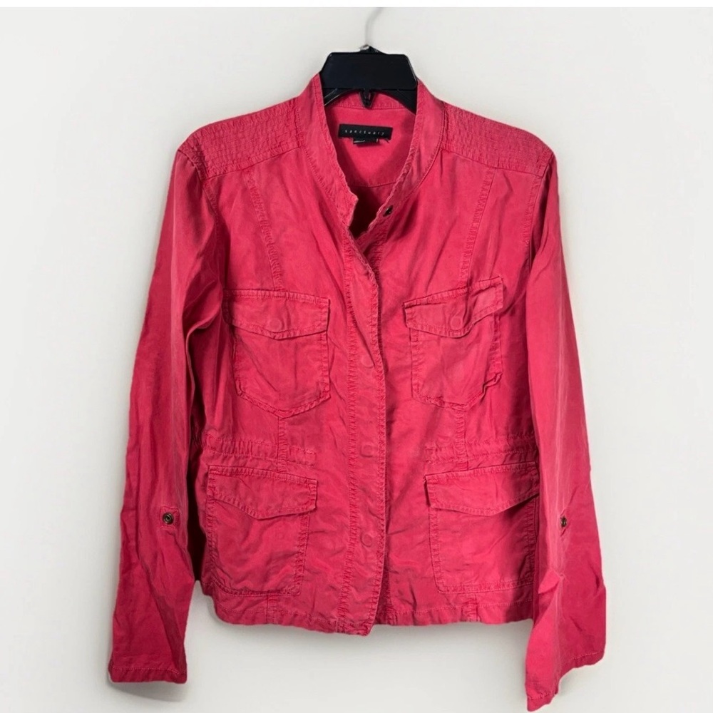 Sanctuary Red Utility Jacket Women's Large Lightweight Button Front Lyocell